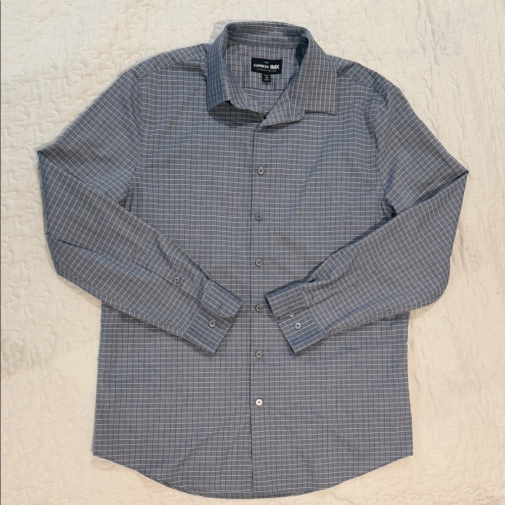 Express Men's Blue Checkered Shirt